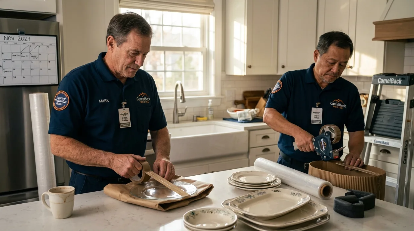 Professional crew packing kitchen dishware in Jacksonville Beach, FL